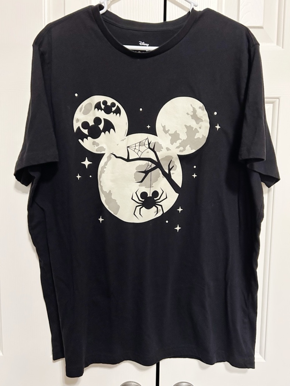 Disney Mickey Mouse Black Moon Tee XL Halloween Spiders Bats